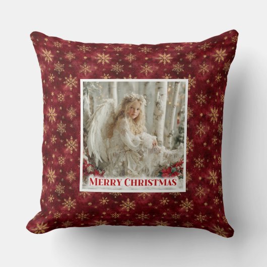 Rustic Victorian Angel Red Gold Holiday Christmas  クッション (正面)