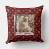 Rustic Victorian Angel Red Gold Holiday Christmas  クッション (裏面)