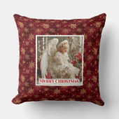 Rustic Victorian Angel Red Gold Holiday Christmas  クッション (正面)