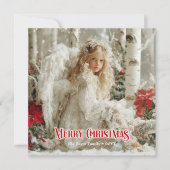 Rustic victorian angel red poinsettias seasonal   シーズンカード (正面)
