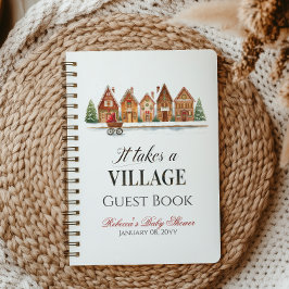 Rustic Village House Winter Baby Shower Guest Book ノートブック