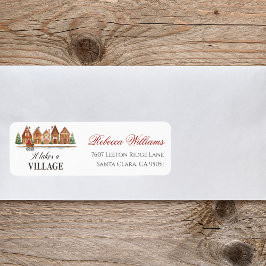 Rustic Village Houses Winter Baby Shower Address ラベル