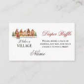 Rustic Village Houses Winter Baby Shower Diaper エンクロージャーカード (正面)