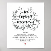 Rustic Vines Wedding In L oving Memory Sign ポスター (正面)