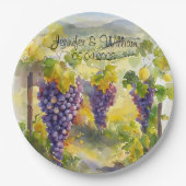 Rustic Vineyard Grapes Lemons Italy Wedding   ペーパープレート (正面)