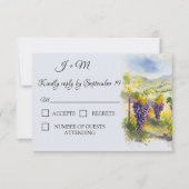 Rustic Vineyard Watercolor Grapes Lemons RSVP (正面)