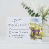 Rustic Vineyard Watercolor Grapes Lemons RSVP (スタンド正面)