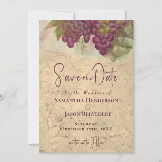 Rustic Vineyard Watercolor Photo Save the Date (正面)