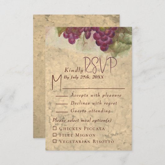 Rustic Vineyard Wedding Meal Choice RSVP (正面/裏面)