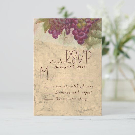 Rustic Vineyard Wedding RSVP Response Card (スタンド正面)