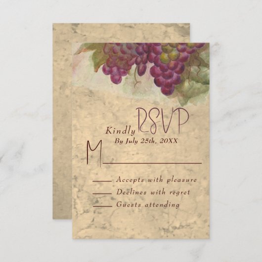 Rustic Vineyard Wedding RSVP Response Card (正面/裏面)