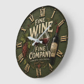 Rustic Vineyard Wine Lover ラージ壁時計 (傾斜)