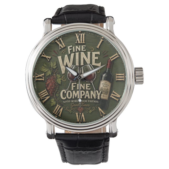 Rustic Vineyard Wine Lover 腕時計 (正面)