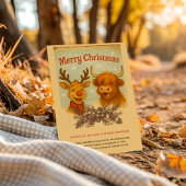 Rustic Vintage Animal Christmas Party 招待状