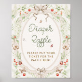 Rustic Vintage Baby Shower Diaper Raffle ポスター (正面)
