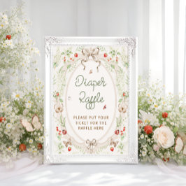 Rustic Vintage Baby Shower Diaper Raffle ポスター