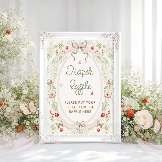 Rustic Vintage Baby Shower Diaper Raffle ポスター