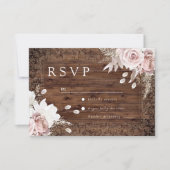 Rustic Vintage Blush Floral Wedding 出欠カード (正面)