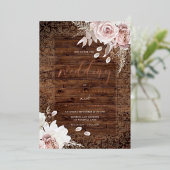 Rustic Vintage Blush Floral Wedding 箔招待状 (立ち正面)