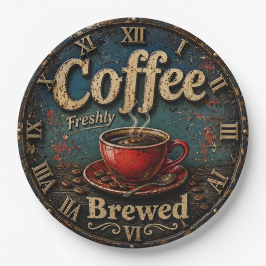 Rustic Vintage Coffee ペーパープレート (正面)
