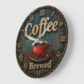 Rustic Vintage Coffee ラージ壁時計 (傾斜)