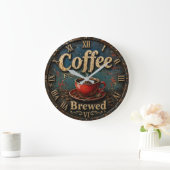 Rustic Vintage Coffee ラージ壁時計 (ホーム)