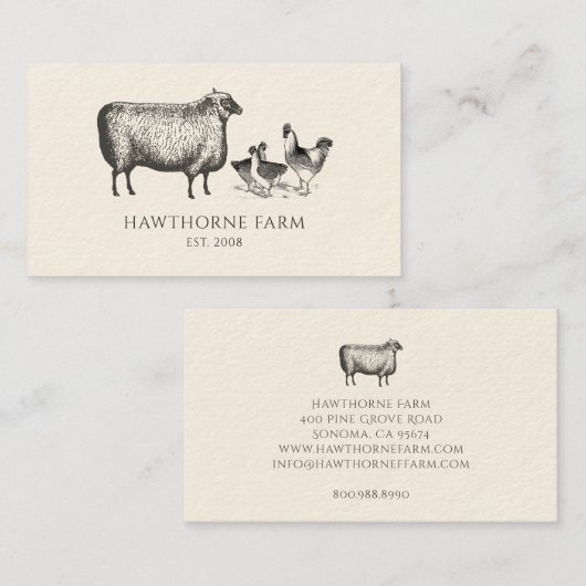 Rustic Vintage Farm Chickens Sheep Farm Animals  名刺 (正面/裏面)