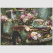 Rustic Vintage Floral Truck Decoupage 薄葉紙 (正面)