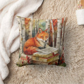 Rustic Vintage Fox Books Woodland Fall Autumn クッション (ブランケット)