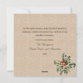 Rustic Vintage Owl Woodland Burlap シーズンカード (裏面)