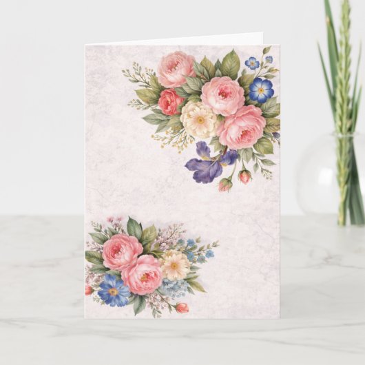 Rustic Vintage Personalized Floral Ro              カード (正面)