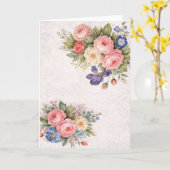 Rustic Vintage Personalized Floral Ro              カード (黄色い花)