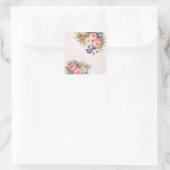 Rustic Vintage Personalized Floral Rose Design     スクエアシール (バッグ)