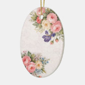 Rustic Vintage Personalized Floral Rose Design     セラミックオーナメント (左)