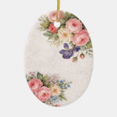 Rustic Vintage Personalized Floral Rose Design     セラミックオーナメント (正面)