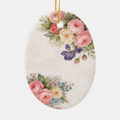 Rustic Vintage Personalized Floral Rose Design     セラミックオーナメント (裏面)