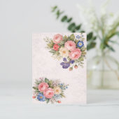 Rustic Vintage Personalized Floral Rose Design     ポストカード (スタンド正面)
