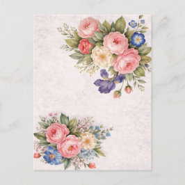 Rustic Vintage Personalized Floral Rose Design     ポストカード