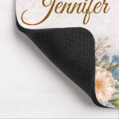 Rustic Vintage Personalized Floral Rose Design     マウスパッド (コーナー)