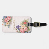Rustic Vintage Personalized Floral Rose Design     ラゲッジタグ (正面横)
