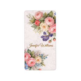 Rustic Vintage Personalized Floral Rose Design     ラベル