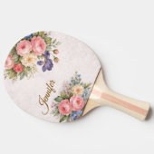 Rustic Vintage Personalized Floral Rose Design     卓球ラケット (横)