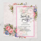 Rustic Vintage Personalized Floral Rose Design     招待状 (正面/裏面)