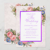 Rustic Vintage Personalized Floral Rose Design     招待状 (正面/裏面)