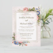 Rustic Vintage Personalized Floral Rose Design     招待状 (スタンド正面)