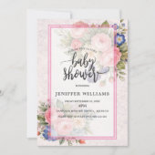 Rustic Vintage Personalized Floral Rose Design     招待状 (正面)