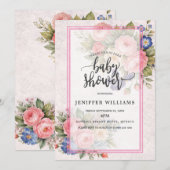 Rustic Vintage Personalized Floral Rose Design     招待状 (正面/裏面)