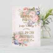 Rustic Vintage Personalized Floral Rose Design     招待状 (スタンド正面)