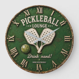 Rustic Vintage Pickleball Bar Decor ラージ壁時計