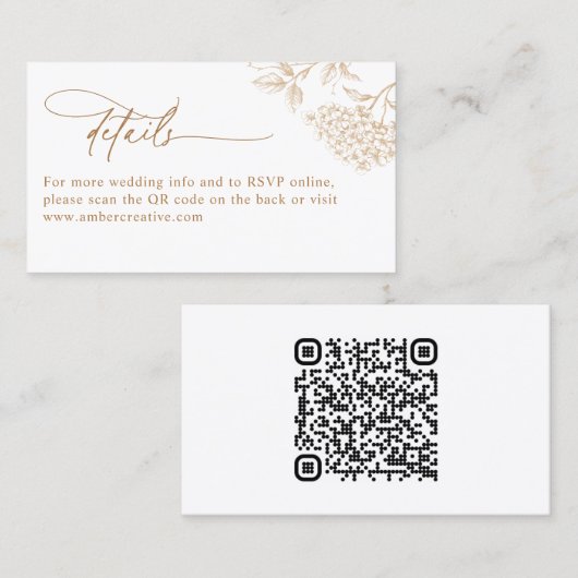 Rustic Vintage QR Code Wedding Details Card 名刺 (正面/裏面)